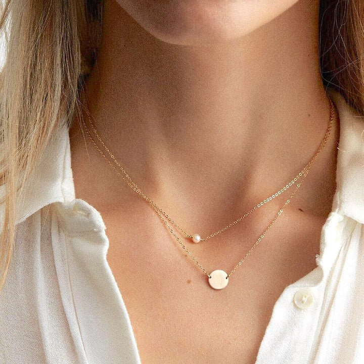 Liora Gold Double-Layer Pearl Necklace – Elegant Minimalist Charm