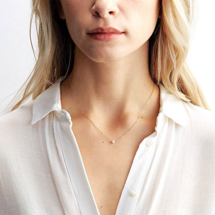 Amara Gold-Plated Double-Layer Pearl Necklace – Elegant Minimalist Jewelry