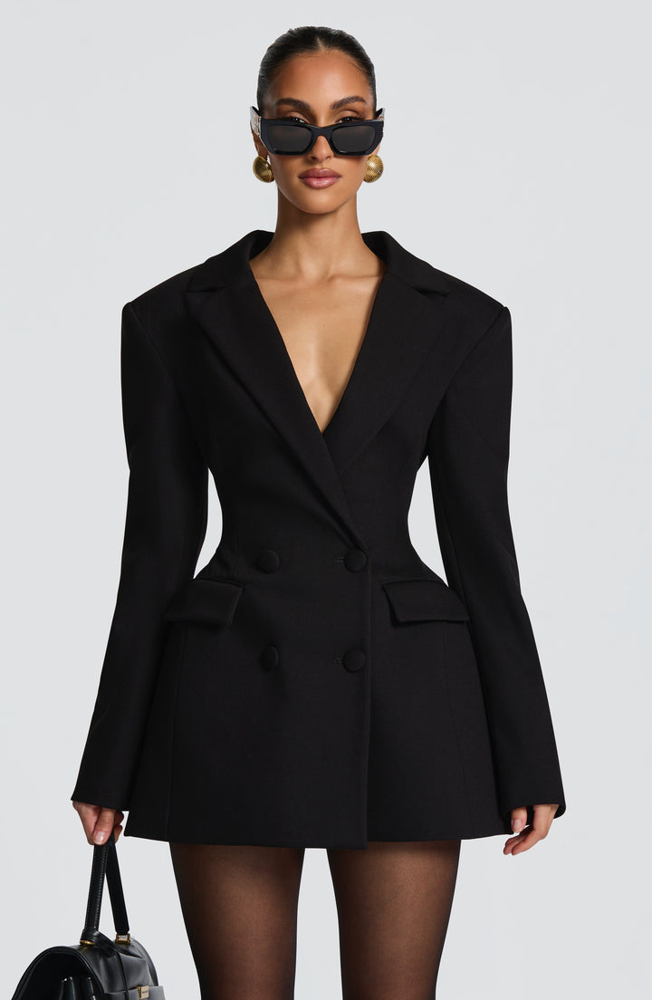 Robe blazer courte femme double boutonnage taille cintrée élégante