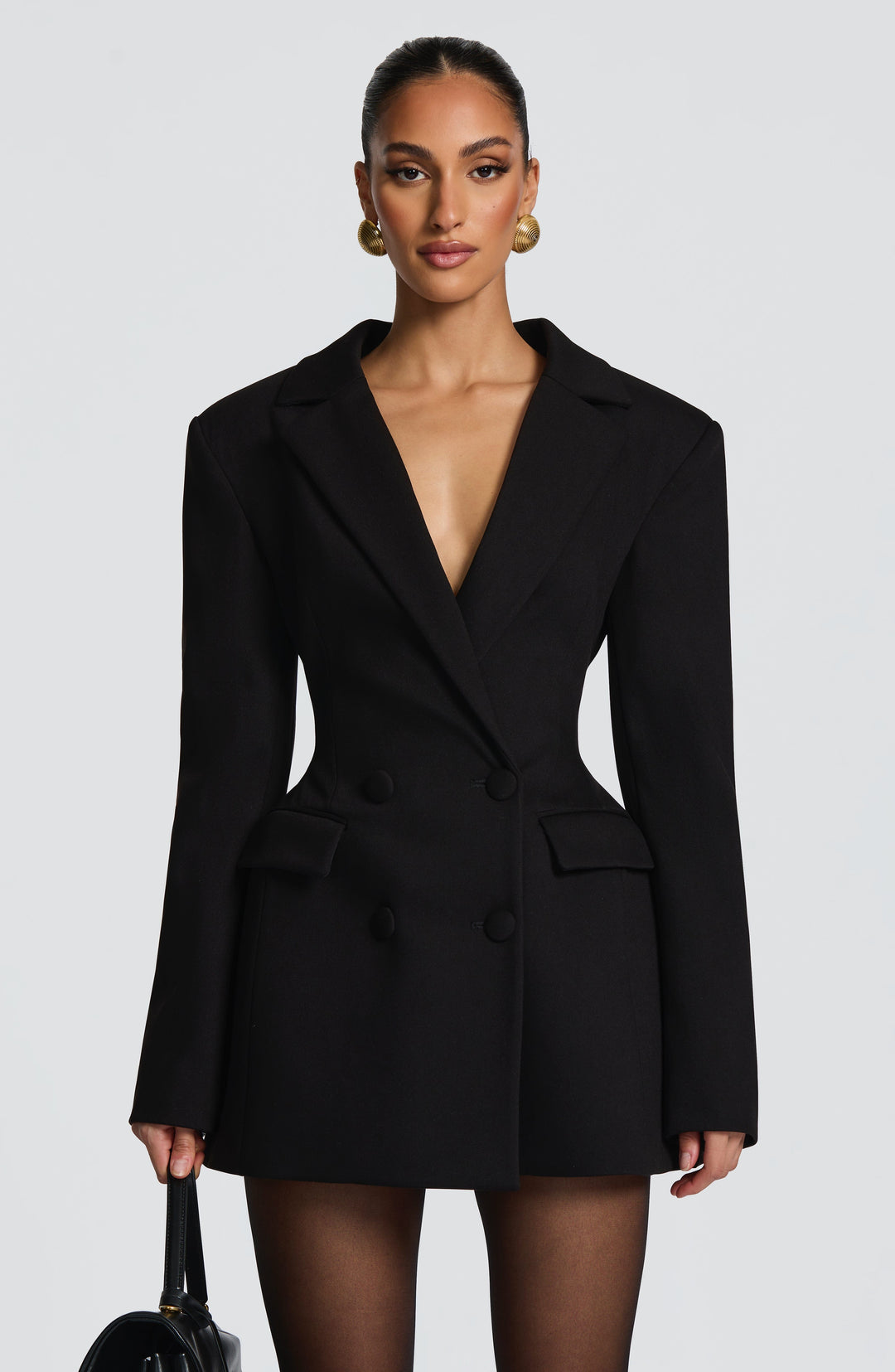 Robe blazer courte femme double boutonnage taille cintrée élégante