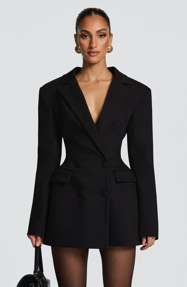 Robe blazer courte femme double boutonnage taille cintrée élégante