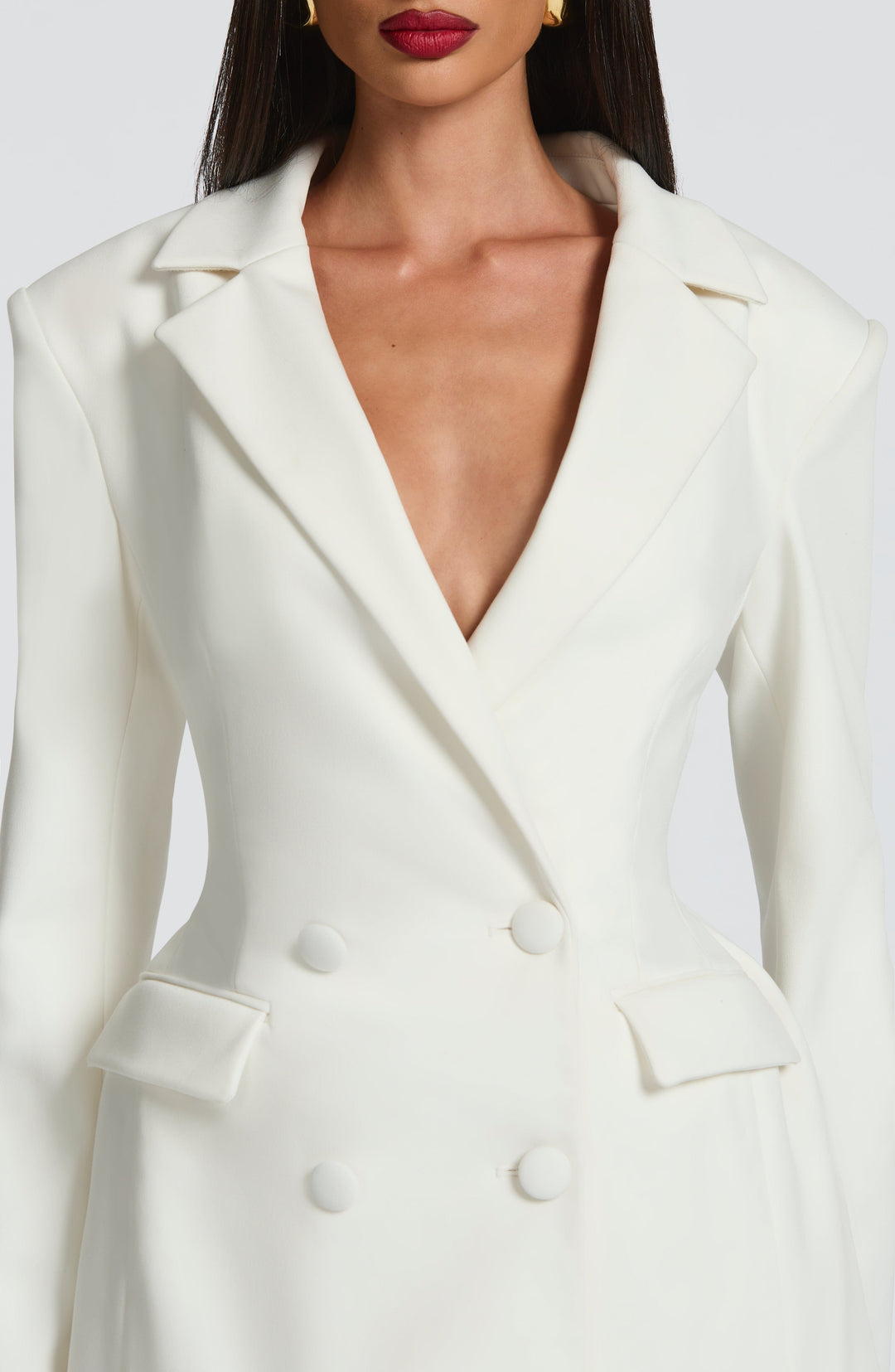 Robe blazer courte femme double boutonnage taille cintrée élégante