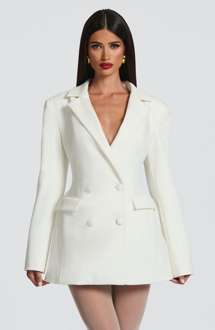 Robe blazer courte femme double boutonnage taille cintrée élégante