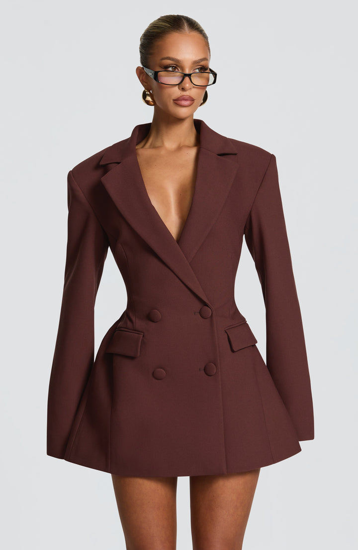 Robe blazer courte femme double boutonnage taille cintrée élégante