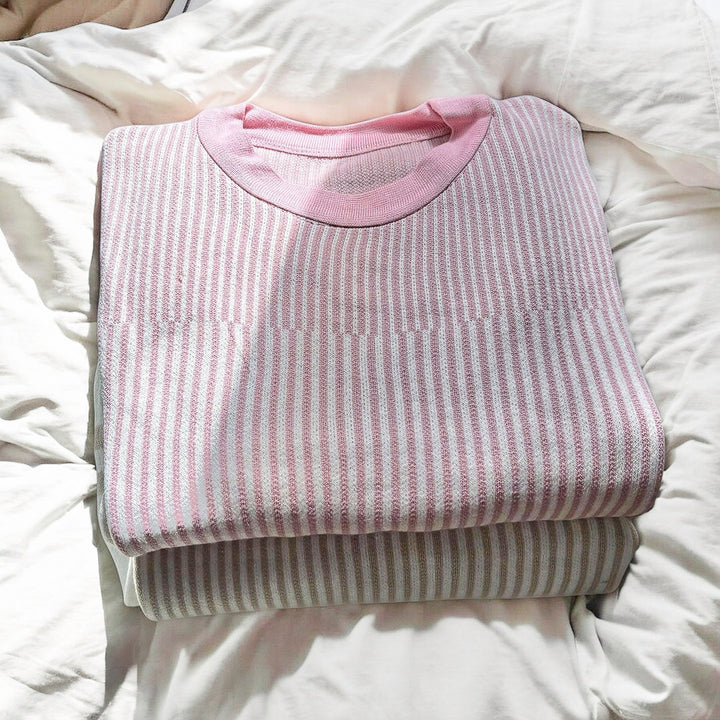 Liora Striped Knit Loungewear Set – Soft Stretch, Cozy Fit