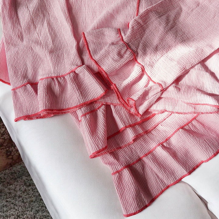 Amara Pajama Set – Soft Pink Ruffle Cozy Loungewear