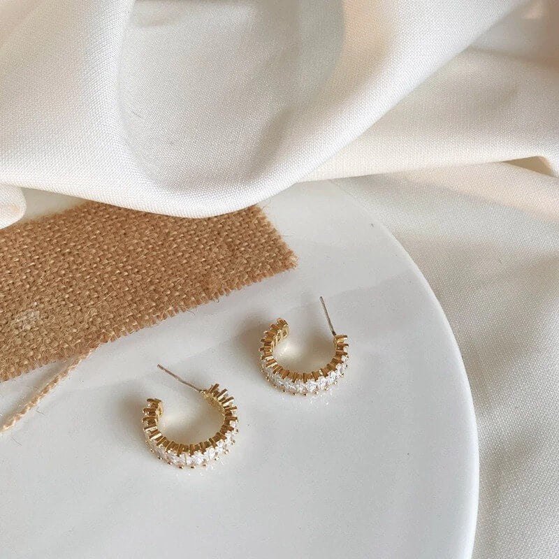 Aria Gold-Plated Crystal Hoop Earrings for Elegant Everyday Wear