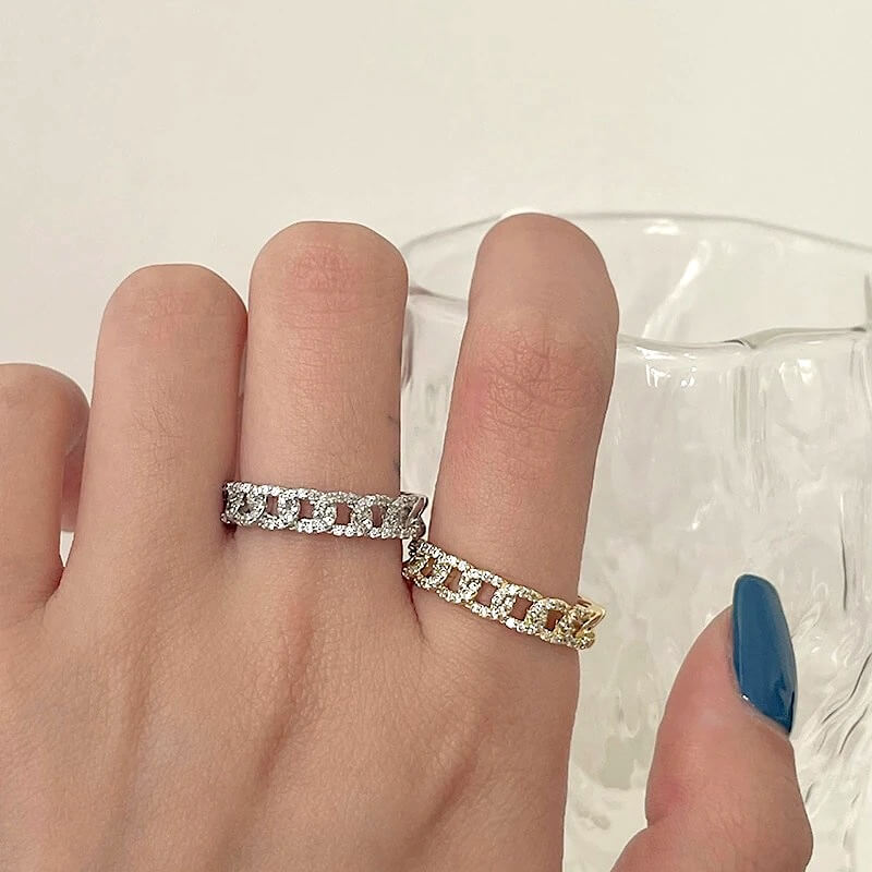 Liora Chain Ring – Adjustable 14K Gold & Sterling Silver