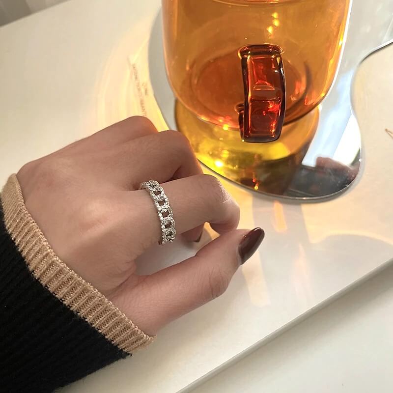 Liora Chain Ring – Adjustable 14K Gold & Sterling Silver