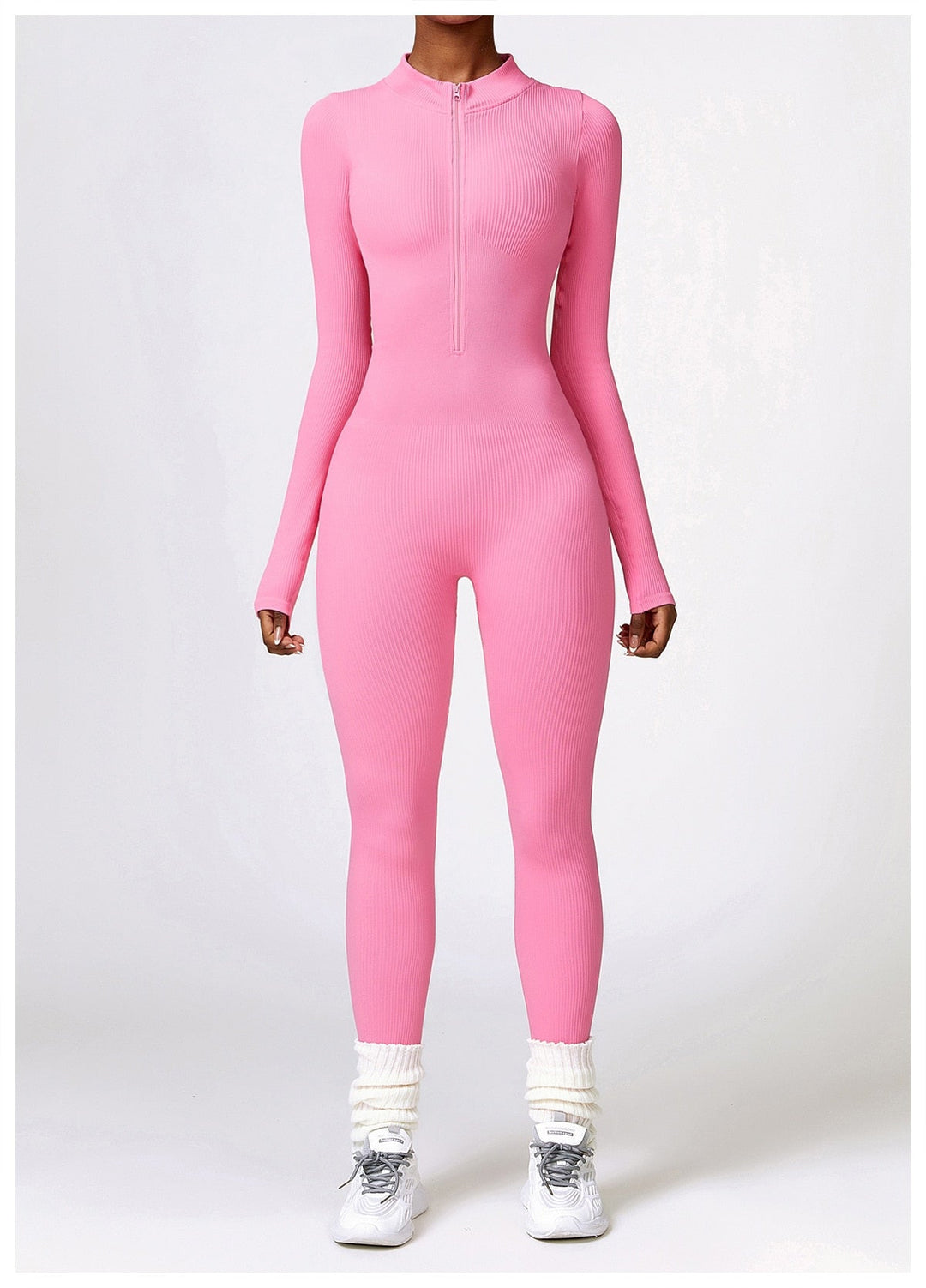 Zip Up Jumpsuit Long Sleeve - Siopie