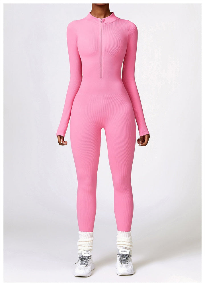 Zip Up Jumpsuit Long Sleeve - Siopie