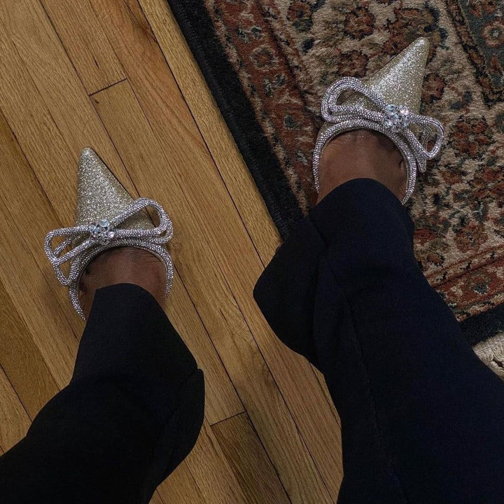 Liora Crystal Heels – Bow Wrap‑Around Design