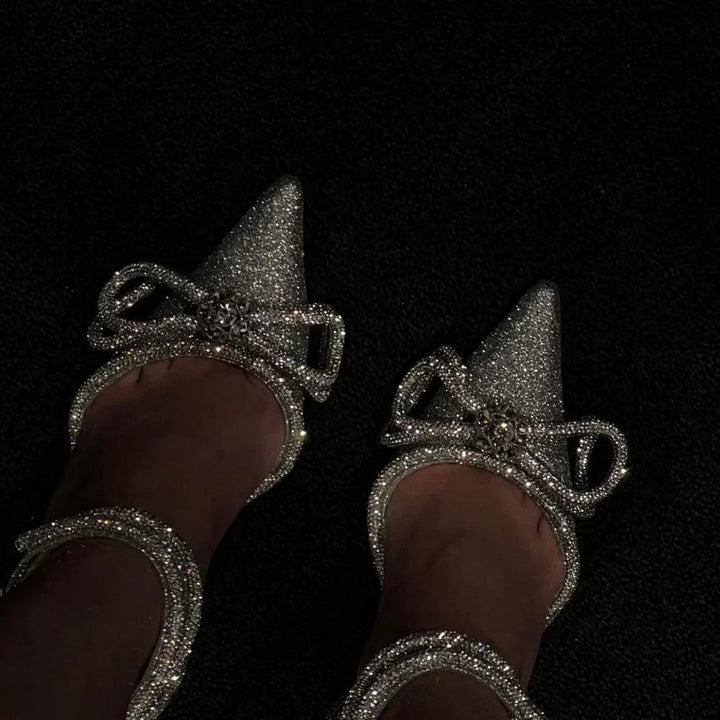 Liora Crystal Heels – Bow Wrap‑Around Design