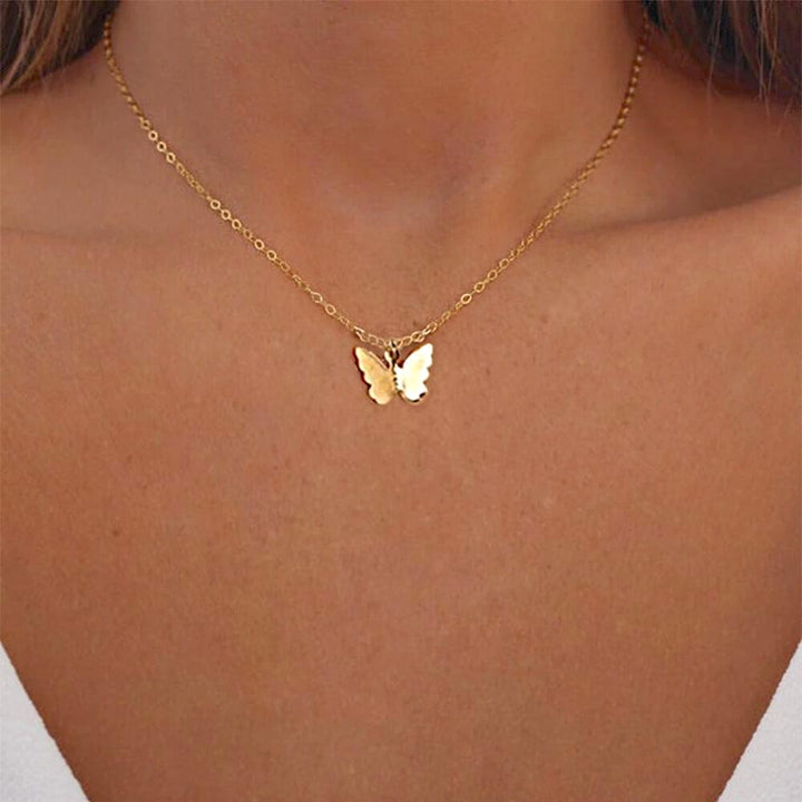 Liora Gold Butterfly Pendant Necklace – 14K Plated Elegant Charm