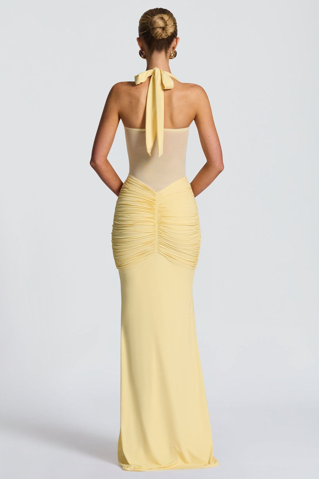Vixen Golden Yellow Maxi Dress with Halter Neck